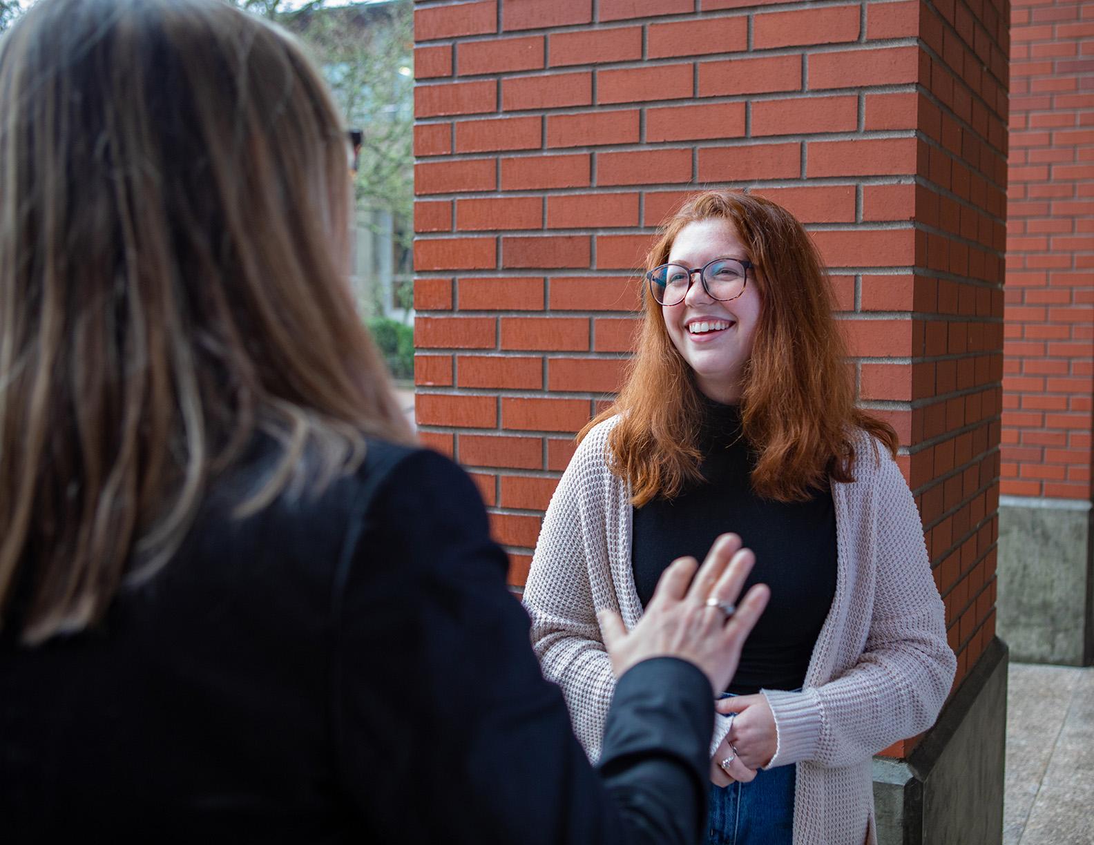 A student meets with a mentor